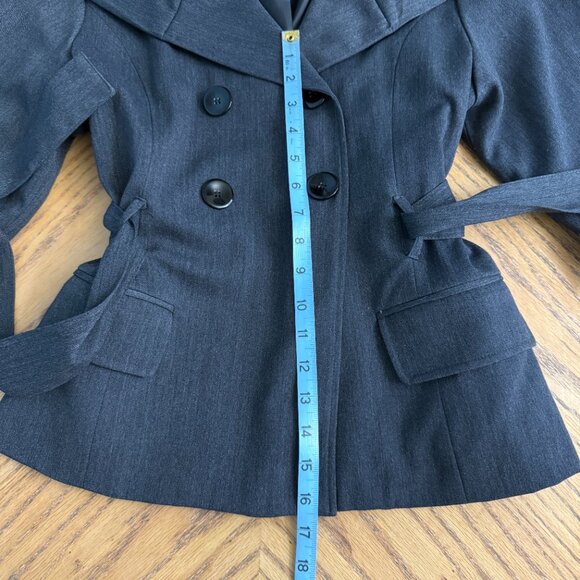 Kenneth Cole New York Gray Wide Collar Suit Jacket Belt Stretch Womens Size 4 - Picture 6 of 11